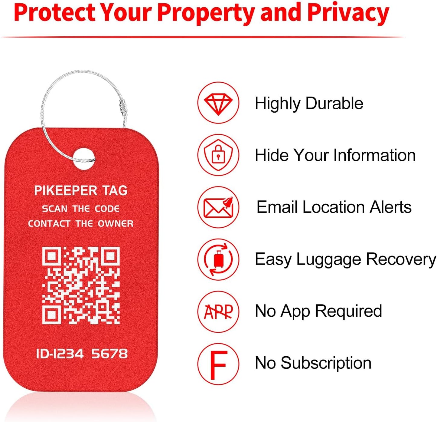 Smart Luggage Tags (4-Pack) - QR Code Shows Scanner’s Location on Scan, Privacy-Controlled Contact Info, Lost Item Alerts, Waterproof Aluminum for Travel Bags & Backpacks