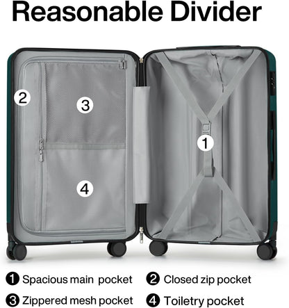 Hanke Luggage Sets 2 piece Carry On Luggage with Wheels PC Hard Shell Suitcases Lightweight Travel Luggage Travel Suitcase Woman Men 20/29 Inch (Blackish Green)