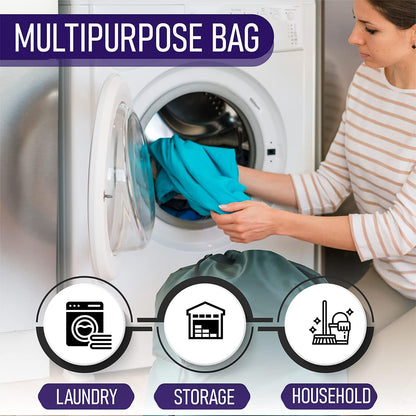 Laundry Bag with Locking Closure Drawstring – Extra Large Heavy Duty 100% Nylon, Large & Foldable Clothes Sack – Lightweight Dirty Laundry Organizer for Travel, Dorm, Gym – L 40" x H 50" (GREEN)