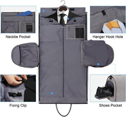 Convertible Garment Bag with Toiletry Bag, Modoker Carry on Garment Duffel Bag for Men Women - 2 in 1 Hanging Suitcase Suit Travel Bags, Light Grey