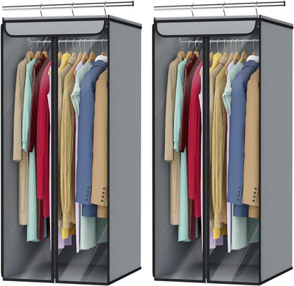 Univivi Garment Bags for Hanging Clothes, Large Clothes Storage Bags Closet Organizer with Clear Window, Premium Hanging Garment Storage Bag for Suits, Coats, Jackets, 40", 2-Pack (Grey)