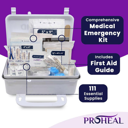 OSHA Compliant First Aid Kit - 10 Person, Type III, ANSI Class A Emergency Kit for Truck, Car, Construction Site - 111 Essential First Aid Supplies