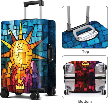 Luggage Cover Washable Suitcase Protector Anti-scratch Suitcase cover Fits 20-34 Inch Luggage (Sun, M(24-26inch suitcase))