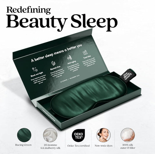Pure Silk Sleep Mask [100% 6A Mulberry Silk, 22 Momme] Light Blocking Travel Essentials. Eye Masks for Sleeping. Black Oeko-Tex Blindfold. Eye Covers for Men & Women