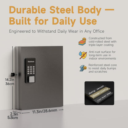 32 Key Lock Box Wall Mount, Smart Key Cabinet One Time Password/APP Bluetooth/Fixed/Wi-Fi Remote/Key Unlock, Key Management for Valets/Realtors/Office/Hotel