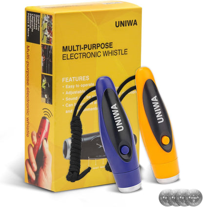 UNIWA Electronic Whistles, 2 Pack Handheld 3 Tone High Volume Electric Whistle with Lanyard for Teacher Coach Referee, Loudest Emergency Whistle Volleyball Soccer Sports Whistle