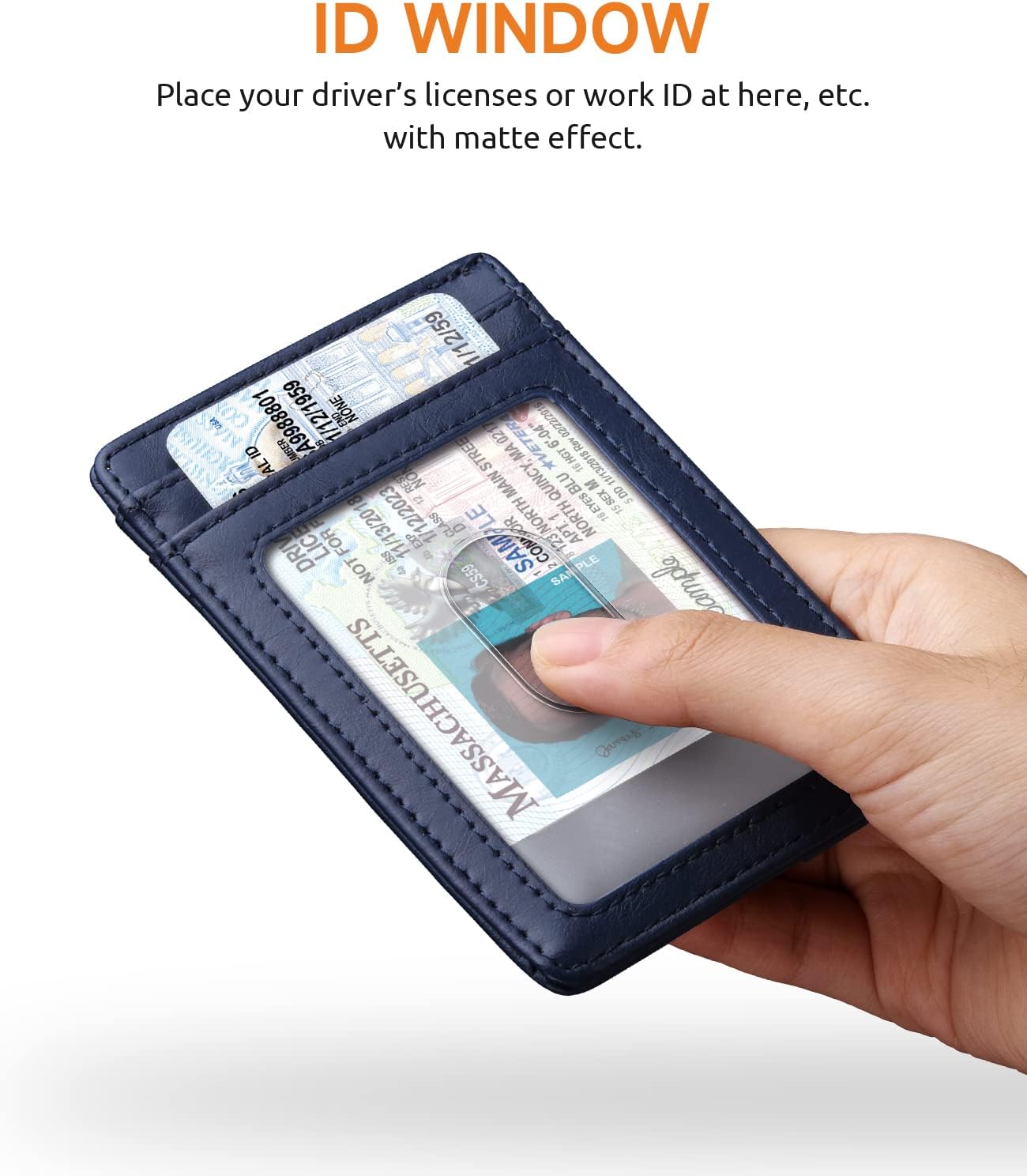 Buffway Mens Slim Wallet, Minimalist Thin Front Pocket Leather Credit Card Holder with RFID Blocking for Work Travel