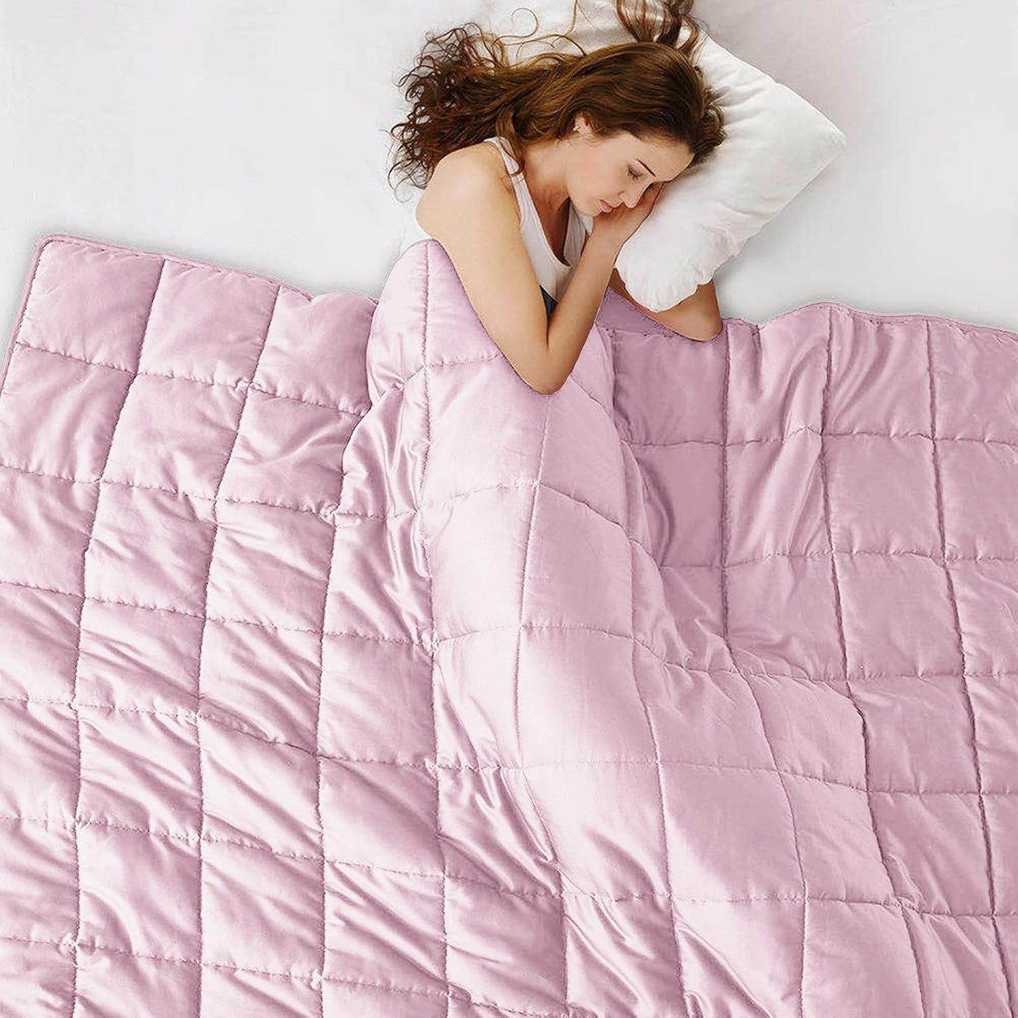 L'AGRATY Weighted Blanket - 80"x87" 25lbs Cooling Breathable Heavy Blanket Microfiber Material with Glass Beads Big Blanket for Adult All-season Summer Fall Winter Soft Thick Comfort Blanket