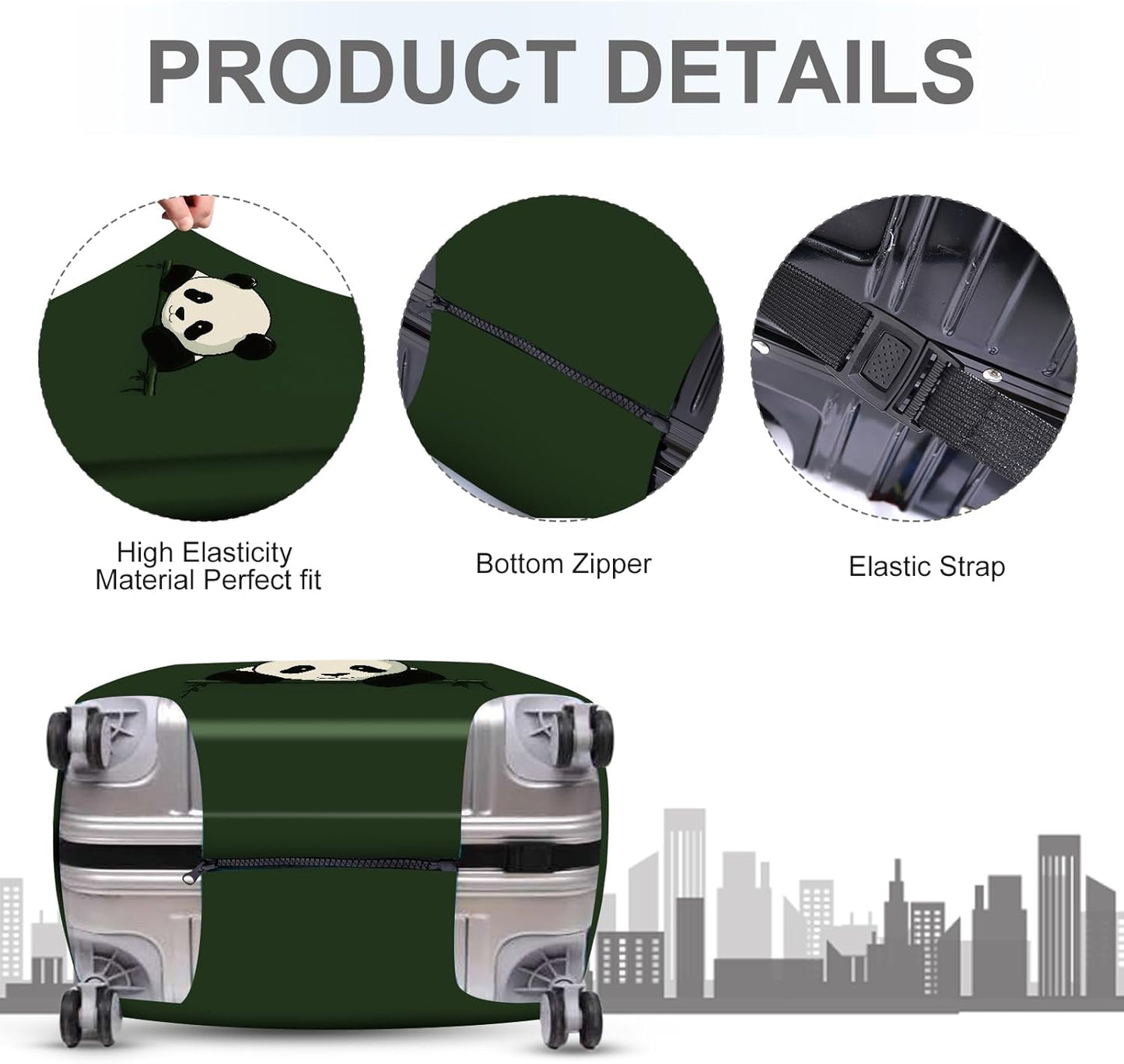 ANNA QUEEN Panda Luggage Cover, Cute Panda Design Suitcase Protector, Stretchable Washable Travel Sleeve for 24-26 Inch Luggage