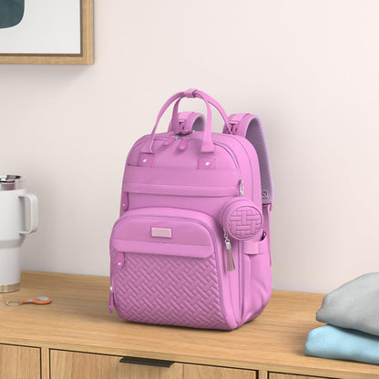 BabbleRoo Diaper Bag Backpack - Baby Essentials Travel Tote - Multi Function Water Resistant Diaper Bag, Travel Essentials Baby Bag with Changing Pad, Stroller Straps & Pacifier Case - Unisex, Purple