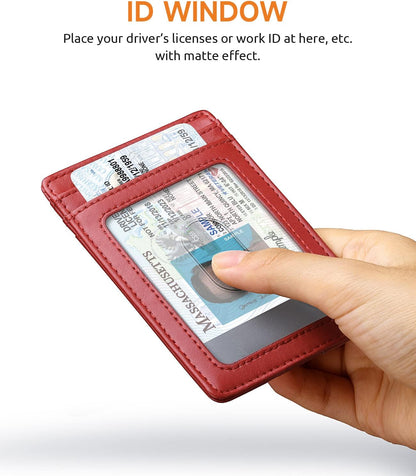 Buffway Mens Slim Wallet, Minimalist Thin Front Pocket Leather Credit Card Holder with RFID Blocking for Work Travel