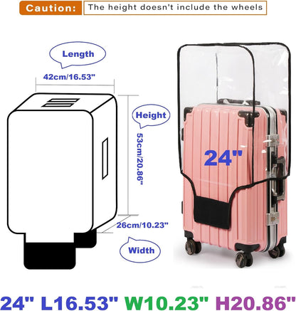 Clear PVC Suitcase Cover Protectors- Thickened Waterproof Luggage Covers Protector, Full Transparent Dustproof Sleeve for Wheeled Suitcases (24")
