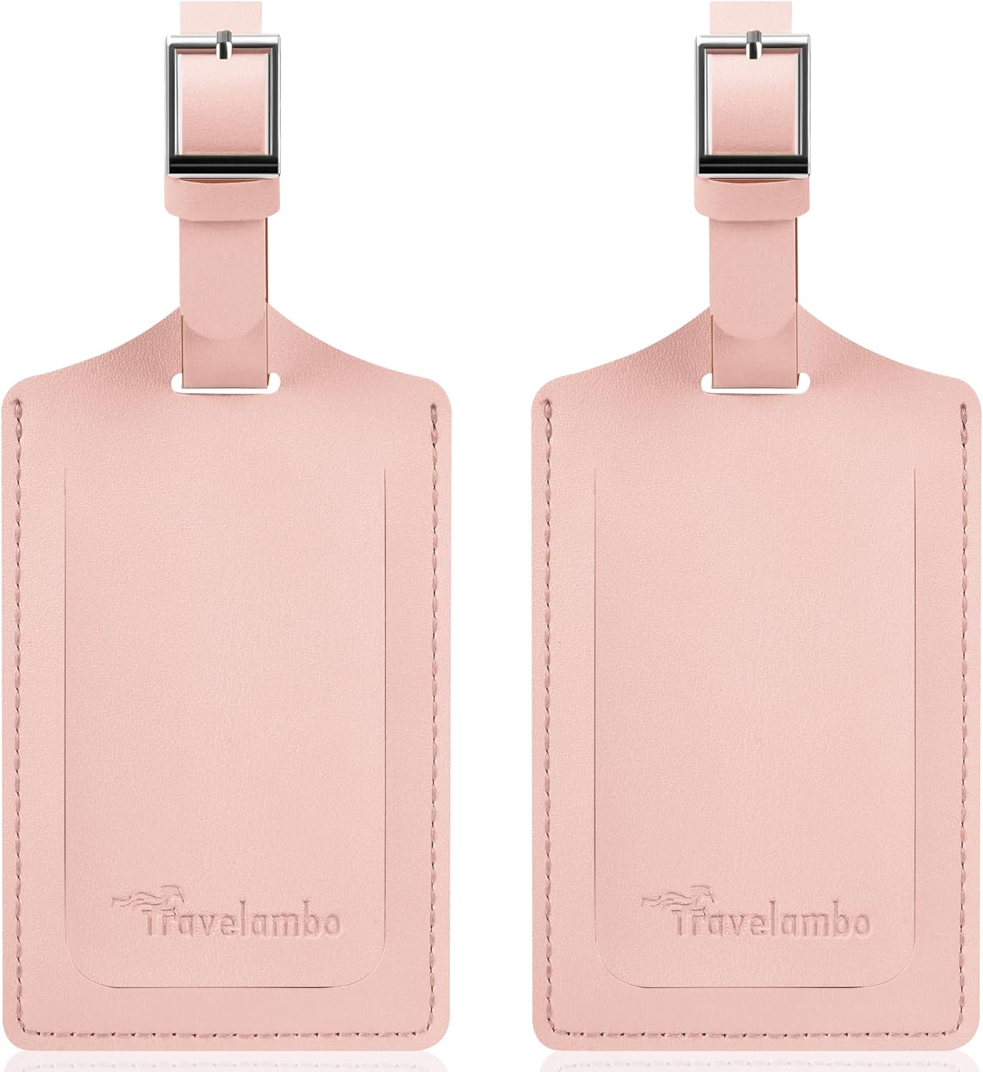 Travelambo Luggage Tags for Suitcases Faux Leather Privacy Protection 2 Pack Bag Tags Travel Accessories Essential, Lotus Pink