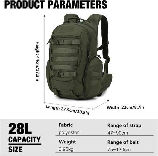 Mardingtop Tactical Molle Backpack for Men - 28L EDC Hiking & Motorcycle Backpack