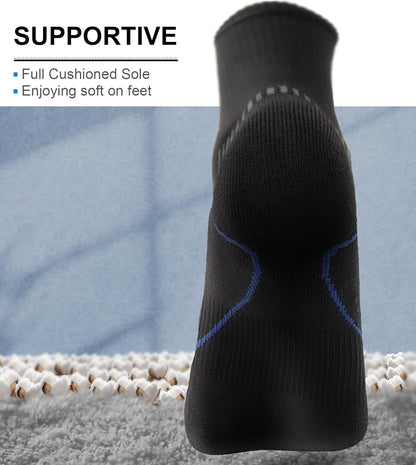 BULLIANT Compression Socks for Men 6Pairs, Athletic Crew Socks Cushioned For Men Sports Running-Arch Support