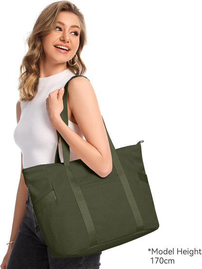 Tote Bag for Women with Zipper, Travel Tote Bags with Compartments Large Shoulder Bag Handbag for Gym Work School