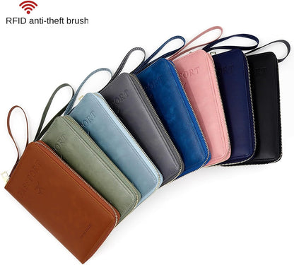 Rowgins Rfid Blocking Passport Holder Wallet, Rowgins Rfid Passport Holder with Zipper, PU Leather PassportHolder for Travel (DARK BLUE)