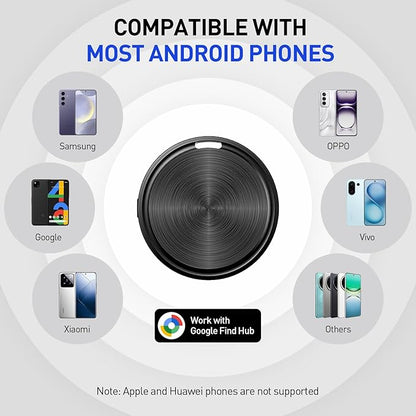 Android Tracker Bluetooth Smart Tag, Works with Google Find Hub App (NOT for iOS or Huawei), Replaceable Battery, Item Finder for Keys/Luggage/Suitcase/Backpack/Wallet, Black, 4 Pack