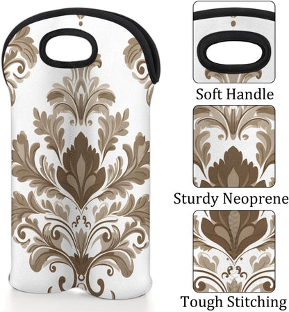 Neoprene Wine Tote, Bottle Carrier Gag Insulating Neoprene Thicker, Insulated Wine Bag for Travel Holds Two Bottles, Bottle Carrier Bags Protect the Bottles, White Totem