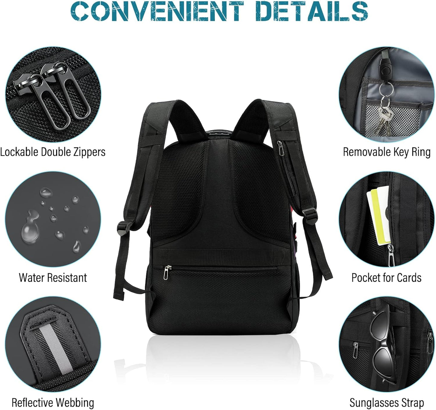 LOVEVOOK 17 inch Travel Laptop Backpack, DarkGrey, Waterproof, Anti-Theft with Lock, USB Charging Port, Large Capacity, Multi-Purpose