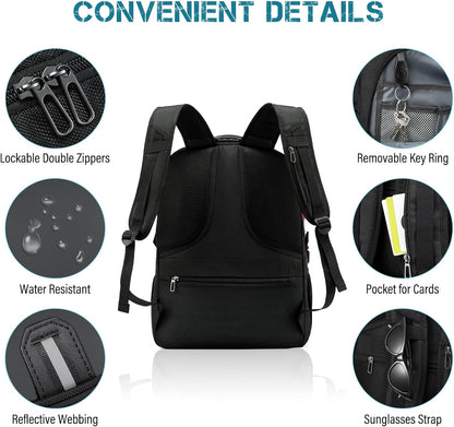 LOVEVOOK 17 inch Travel Laptop Backpack, DarkGrey, Waterproof, Anti-Theft with Lock, USB Charging Port, Large Capacity, Multi-Purpose