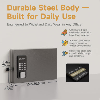 24 Key Lock Box Wall Mount, Smart Key Cabinet, use One Time Password,Fixed Code, Bluetooth, Wi-Fi Remote, Key Unlock, Security Lockbox Organizer for Valets, Hotel, Car, Office Key Management & Storage