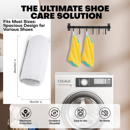 Shoe Laundry Bags for Washing Machine, 2 Pcs Shoe Washing Bag, Laundry Shoe Bag for Washer and Dryer, Reusable Shoe Washing Bags Shoe Washing Machine Bag (White-2Pcs)