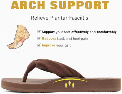 KuaiLu Flip Flops for Women with Arch Support Yoga Mat Comfortable Summer Beach Walking Thong Cushion Sandals Slip On Indoor Outdoor