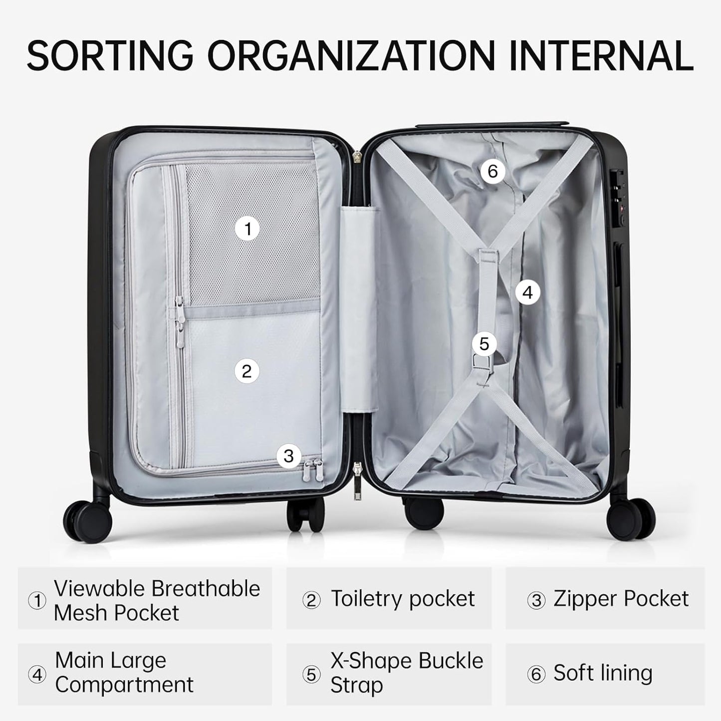 MILADA Carry On Luggage 22x14x9 Airline Approved Hard Shell Suitcases TSA Approved Carry On Luggage With Wheels 20 inch Carry On Suitcase Travel Luggage Carry On Bag, Blackish Green