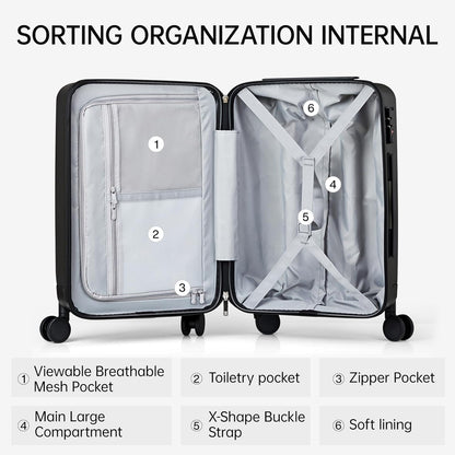 MILADA 2 Piece Luggage Sets With Spinner Wheels, Travel Luggage TSA Approved Hard Shell Luggage Sets, 20 Inch Carry On Suitcase 28 Inch Large Luggage For Women Men, Black