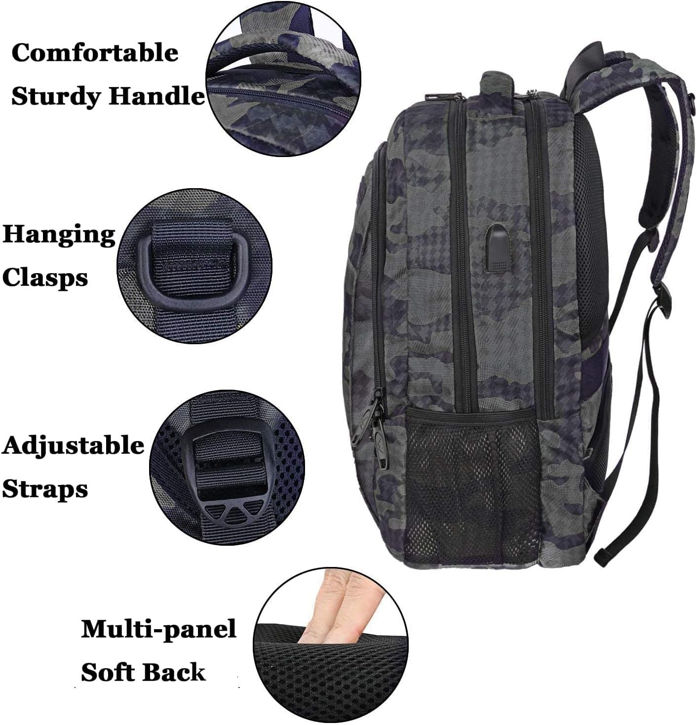 MATEIN Travel Backpack with USB, Sturdy College School Backpack for 15.6 Inch Laptop with Anti Theft Pocket for Women & Men, Slim Lightweight Laptop Bag Computer Bookbag Daypack for Adult Teens Gift