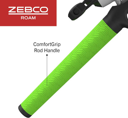 Zebco Roam Telescopic Fishing Rod and Spinning or Spincast Fishing Reel Combo, Durable 6-Foot Fiberglass Rod with ComfortGrip Handle, Pre-spooled with Zebco Cajun Fishing Line