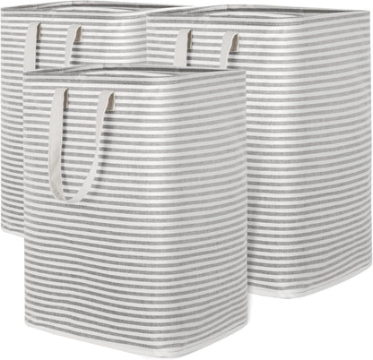 Lifewit 3 Pack Laundry Hamper Large Collapsible Laundry Baskets, Freestanding Waterproof Clothes Hamper with Easy Carry Handles in Laundry Room Bedroom Bathroom College Dorm for Adults, Grey, 3 x 90L