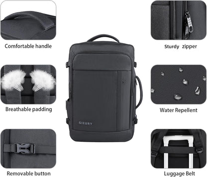 55L Carry On Backpack, Extra Large Travel Backpack for Men & Women, Expandable 60L Big Capacity Bag For Airplanes, Travel Gifts for Men Women, Fits 18.4 Inch Laptop, Luggage Suitcase Daypack, Black