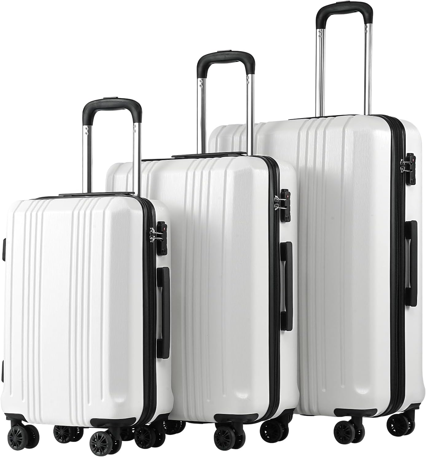 Coolife Luggage Expandable Suitcase PC+ABS 3 Piece Set with TSA Lock Spinner 20in24in28in