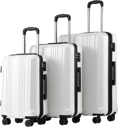 Coolife Luggage Expandable Suitcase PC+ABS 3 Piece Set with TSA Lock Spinner 20in24in28in