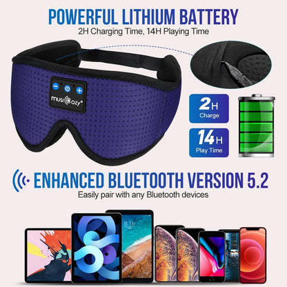 MUSICOZY Sleep Headphones Breathable Bluetooth Headband 3D Sleeping Headphones, Wireless Music Eye Mask Sleep Earbuds for Side Sleeper Women Men Office Air Travel Cool Tech Gadgets Unique Gifts