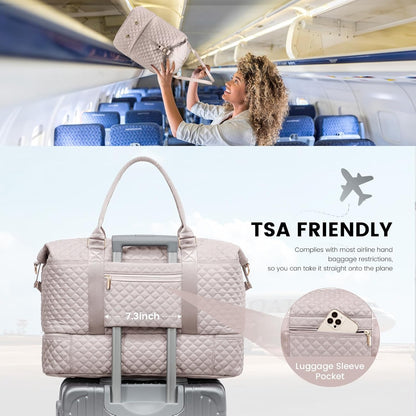 LOVEVOOK Travel Duffle Bag,Weekender Bags for Women with Shoe Compartment，Carry on Overnight Bag with Toiletry Bag,Gym Duffel Bag with Wet Pocket, Hospital Bags for Labor and Delivery