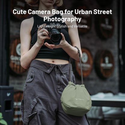 PGYTECH OneGo Small Camera Bag, Cute Drawstring Camera Pouch Handbag Compatible with Mirrorless Cameras/Nikon/Canon/Sony/Fujifilm, for Instax/Action Cameras, Yellow
