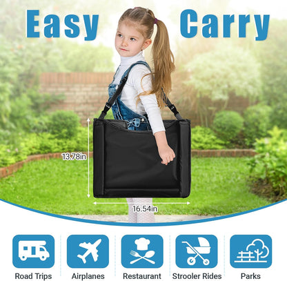 Children Auto Lap Pad - Travel Tray Tablet Holder，Car Seat Lap Tray for Toddlers, Kids，Use on Airplanes, Road Trips, Lap Desk，Tablet Holder and Carry Bag (Black)