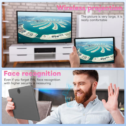 11" Tablet, Android 14 with Octa-core Processor, 12GB+128GB, 1TB Expandtion, 8000mAh Battery, IPS Large Display, BT5.0, 2.4G/5GHz WiFi Tablets (Black)
