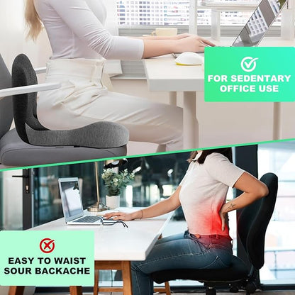 Buttocks Cushion for Office Chair Memory Foam Seat Pad for Butt Support Tailbone Relief Ergonomic Chair Cushion for Home Car Travel or Work (Navy Blue)