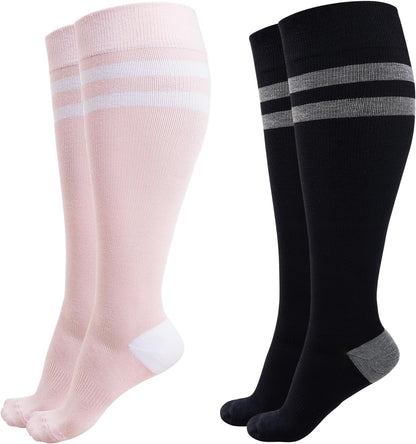 Momcozy Compression Socks for Women Wide Calf, 15-20mmHg Knee High Support Socks for Pregnancy, Nurses, Travel, Flying