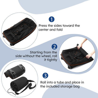 110L Expandable to 140L 32” Foldable Oxford Soft-Sided Rolling Duffle Bag with 2 Heavy-Duty Wheels,3 Large Compartments,Adjustable Shoulder Strap and Attached Organizer Pouch,Black Orange