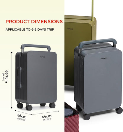 TUPLUS 20” Carry-On Hardside Luggage Lightweight ABS Travel Suitcase with Wide Handle Spinner Wheels TSA Combination Lock, Balance Series 2.0,Stone Grey