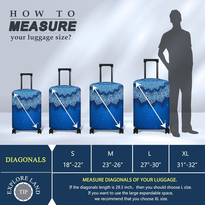 Explore Land Travel Luggage Cover Suitcase Protector Fits 18-22 Inch Case (Blue Violets, S)