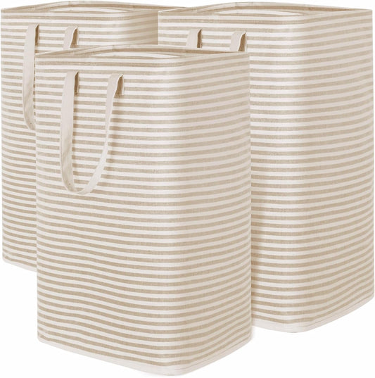 Lifewit 3 Pack Laundry Hamper Large Collapsible Laundry Baskets, Freestanding Waterproof Clothes Hamper with Easy Carry Handles in Laundry Room Bedroom Bathroom College Dorm for Adults, Black, 3 x 80L