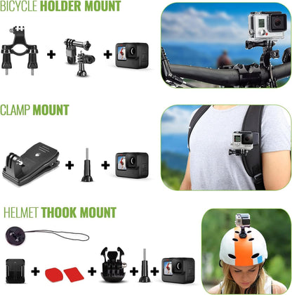 GoPro Hero (Go Pro Hero) Black Compact - Waterproof Action Camera with 4K Ultra HD Video, 12MP Photos + 50-in-1 Accessory Kit + 2 X 64GB Card + More
