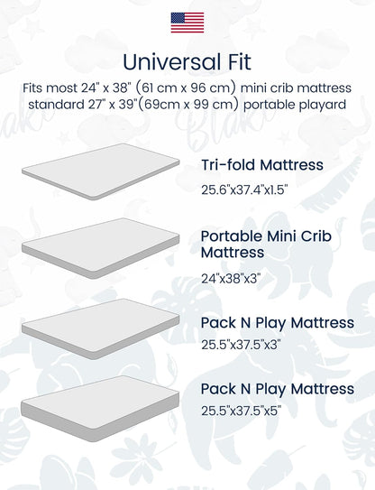 TotAha Mini Crib Sheets 24x38, Ultra Soft Pack N Play Sheets Fitted Boy Girl, Super Stretchy Jersey Knit Pack and Play Mattress Sheets, Hypoallergenic, Forest Bear & Cute Deer