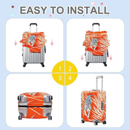 ANNA QUEEN Funny White Tiger Luggage Cover, Suitcase Protector with Bold Jungle Animal Print, Stretchable, Washable Travel Cover for 32-34 Inch Luggage
